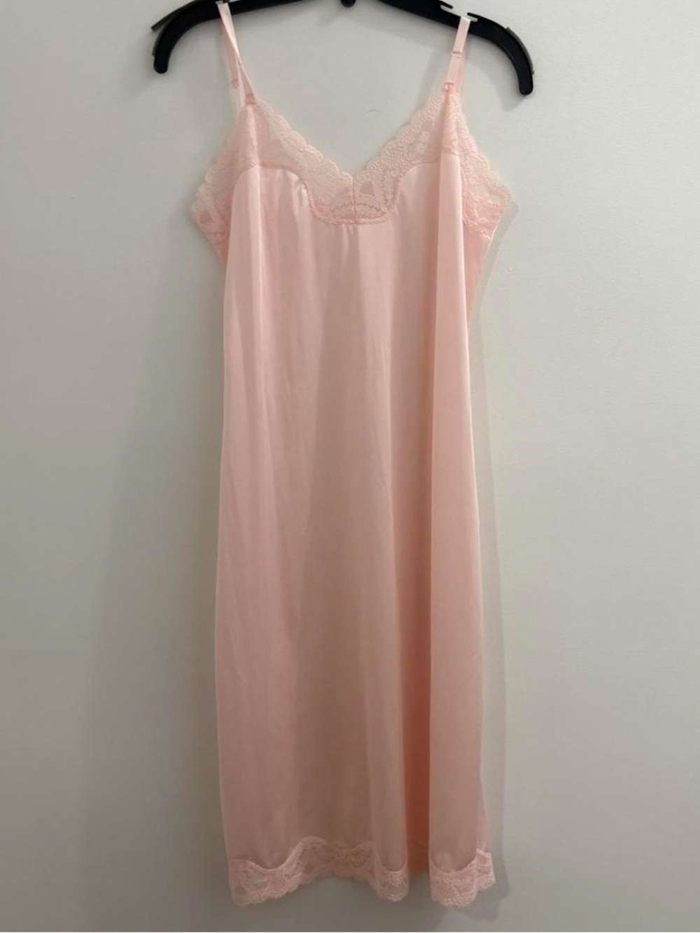 Vintage lingerie 1960s pink silk and lace slip dress / night gown
